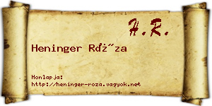 Heninger Róza névjegykártya